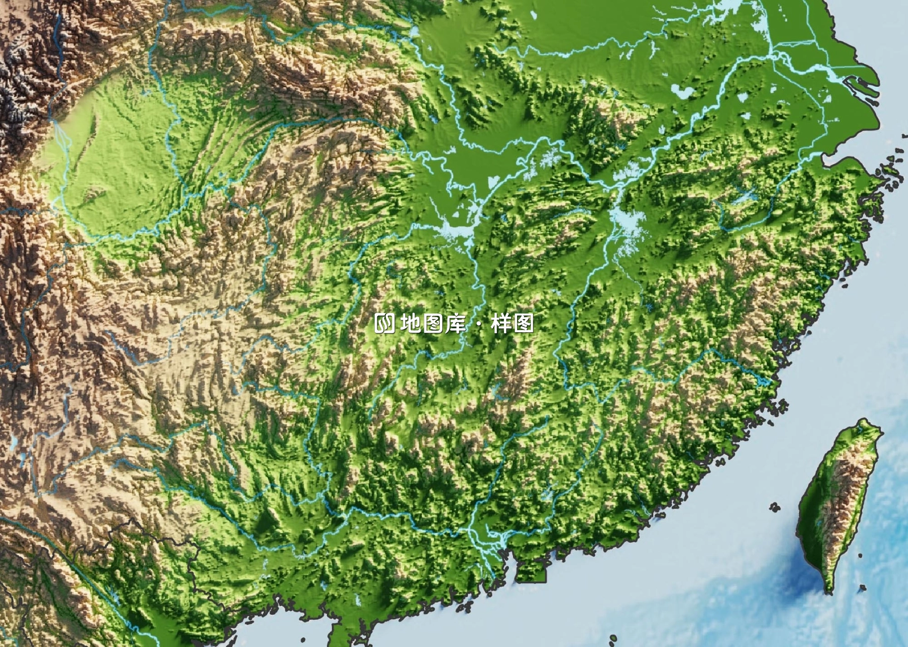 中国地图3D立体地形地势高清图_图3