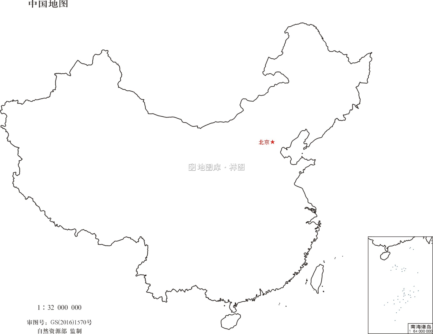 中国地图轮廓空白打印版_中国地图画手绘图_图1