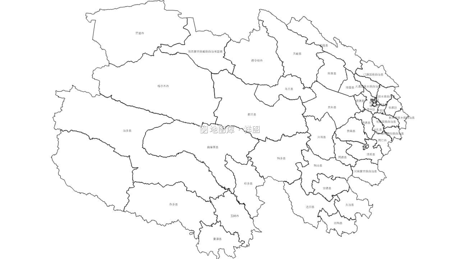 青海全省市可编辑SVG、PPT矢量格式轮廓地图_图1