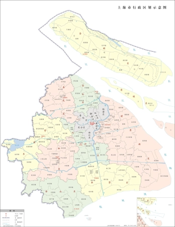 上海行政区划示意地图
