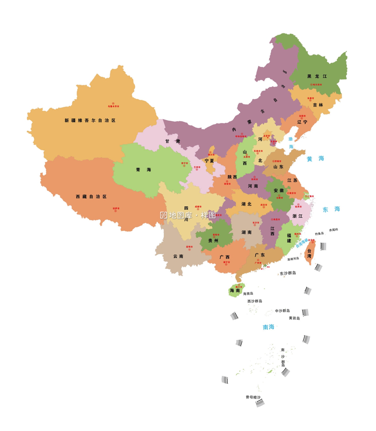 中国矢量地图源文件下载（各省分色块简洁版）_图2