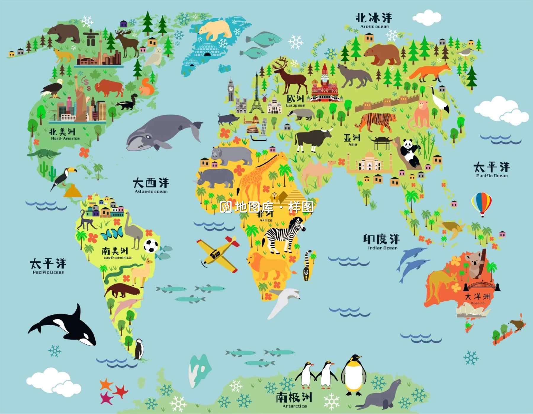 十款儿童卡通世界矢量地图源文件（AI/CDR格式）_图4
