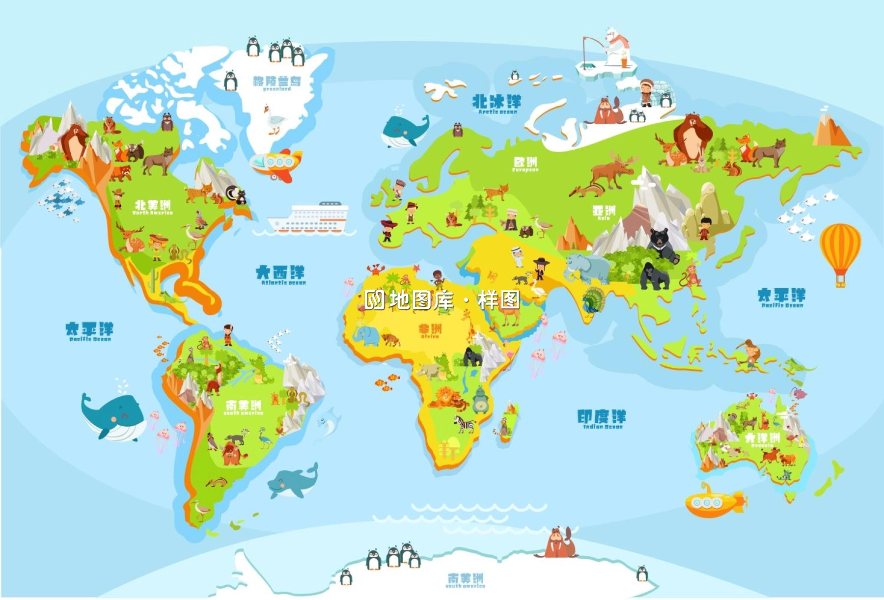 十款儿童卡通世界矢量地图源文件（AI/CDR格式）_图10