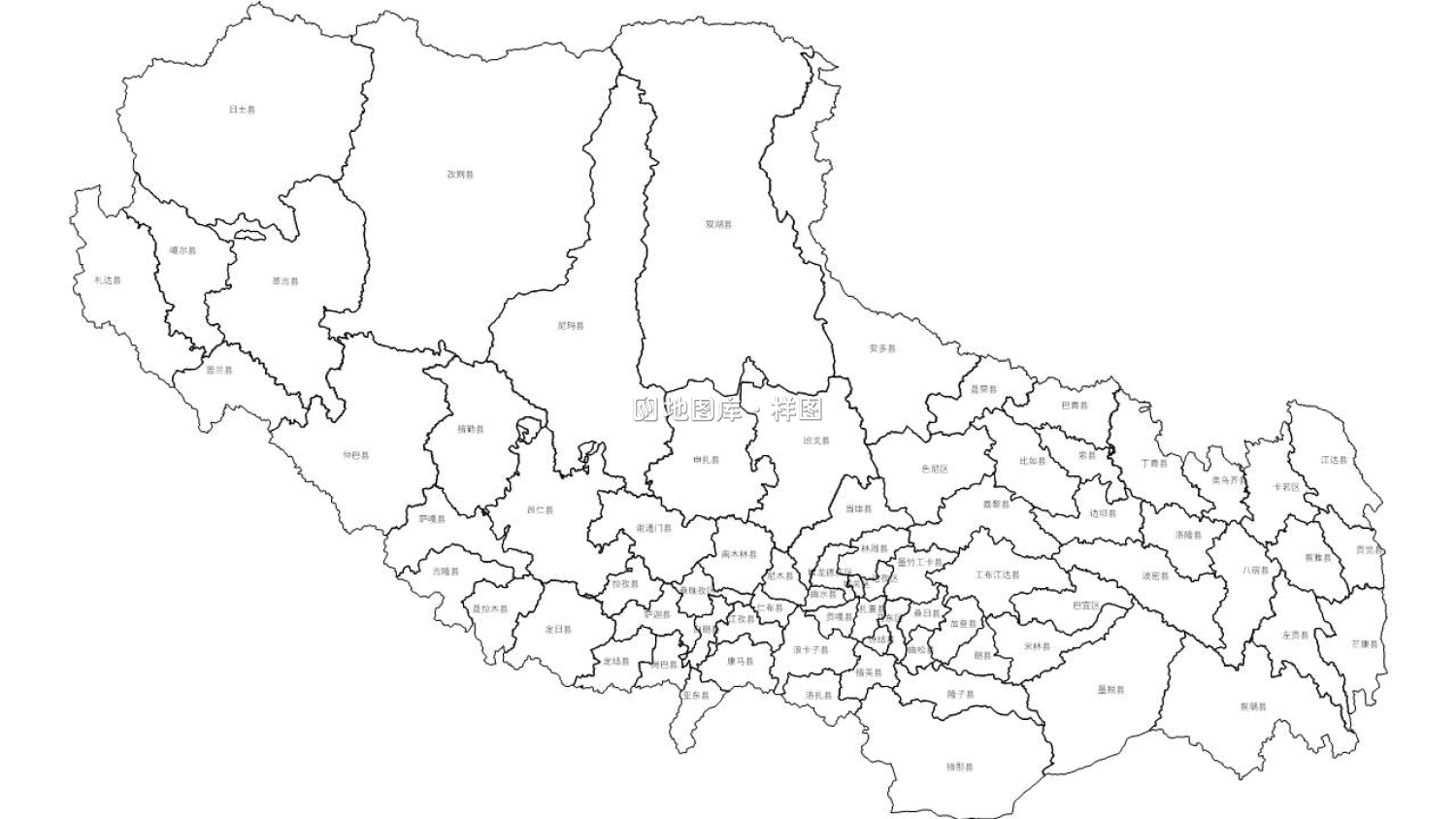 西藏矢量边界轮廓地图-PPT、SVG矢量格式可编辑_图1