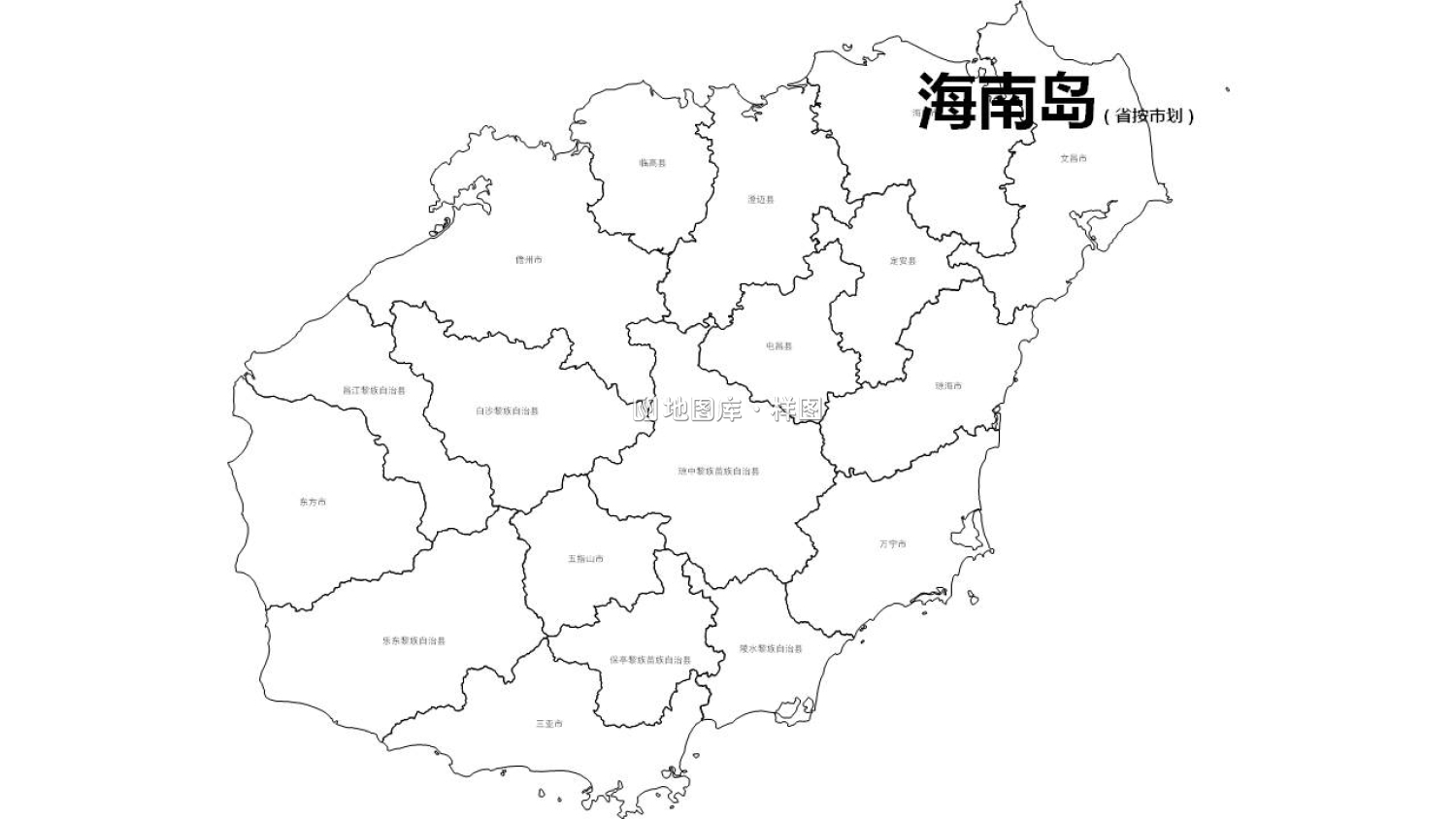 海南全省市县边界地图可编辑SVG、PPT矢量格式地图_图2