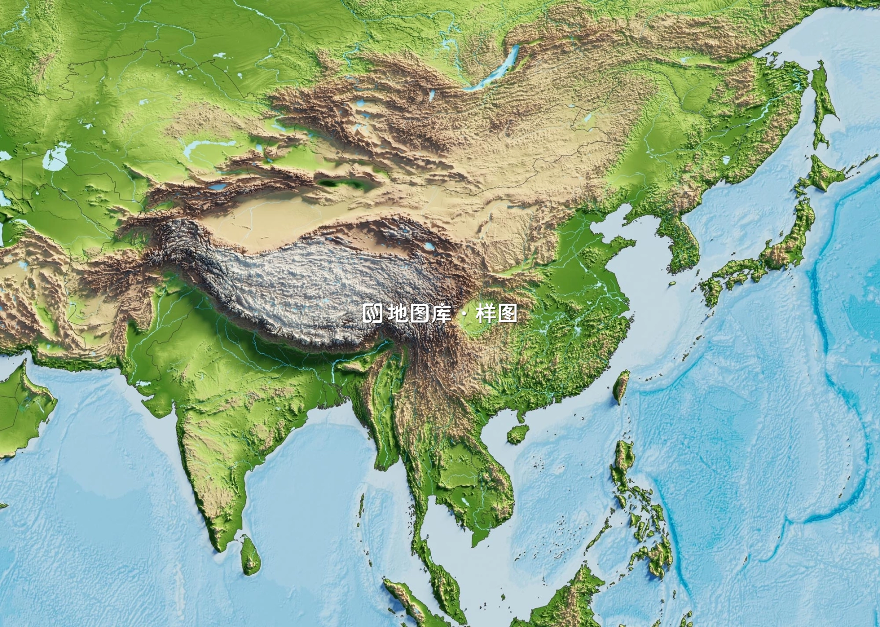 中国地图3D立体地形地势高清图_图1