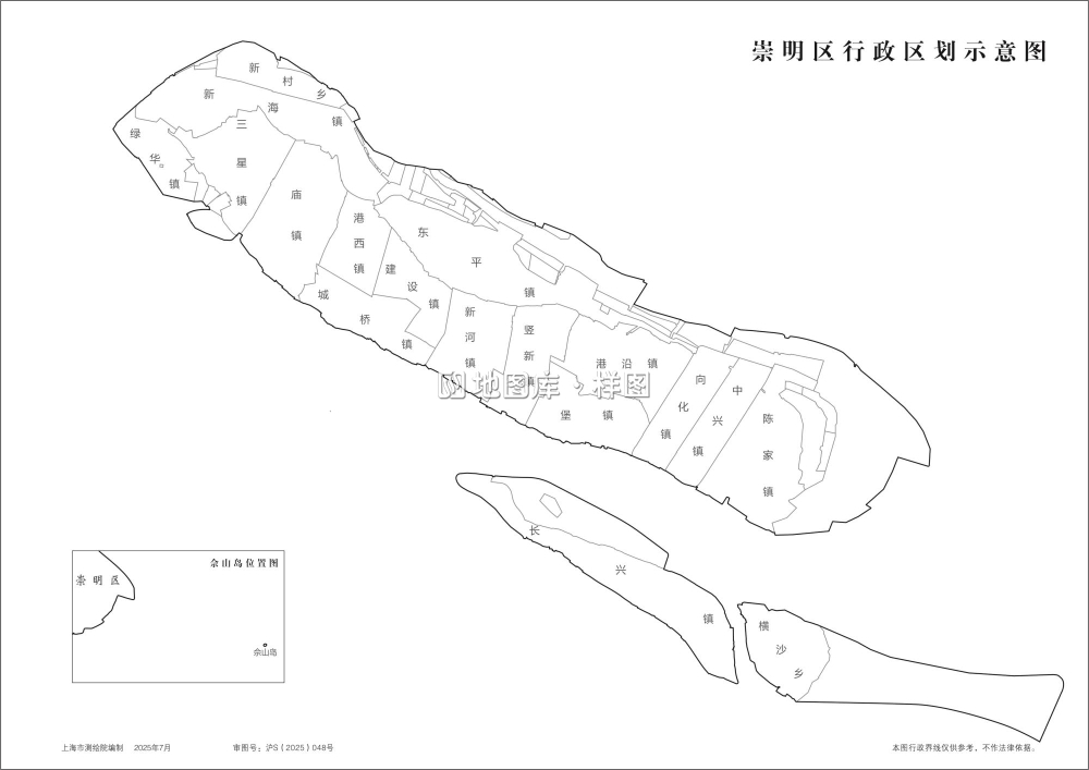 上海崇明区行政区划示意地图_图1