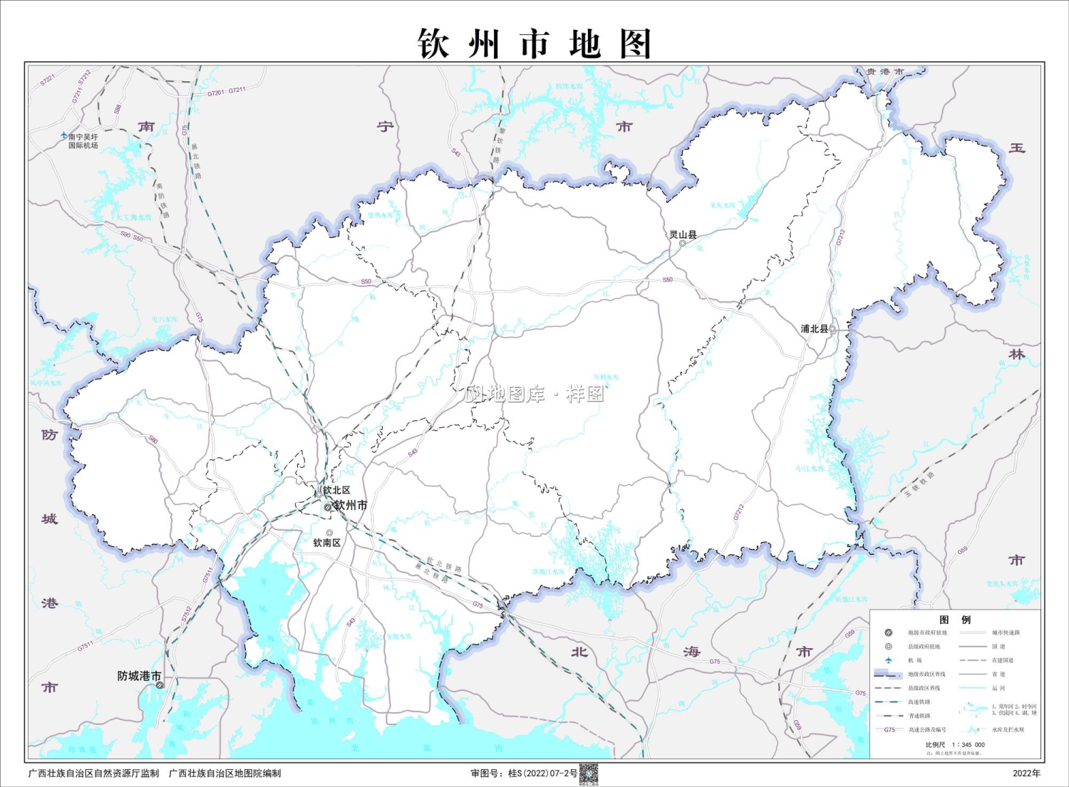 广西钦州市地图高清详细版大图_图2