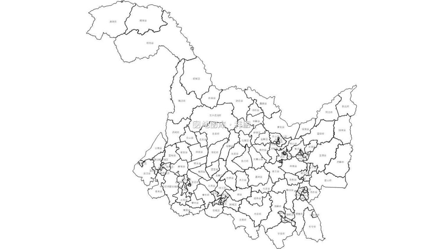 黑龙江全省市边界地图可编辑SVG、PPT矢量格式地图_图1