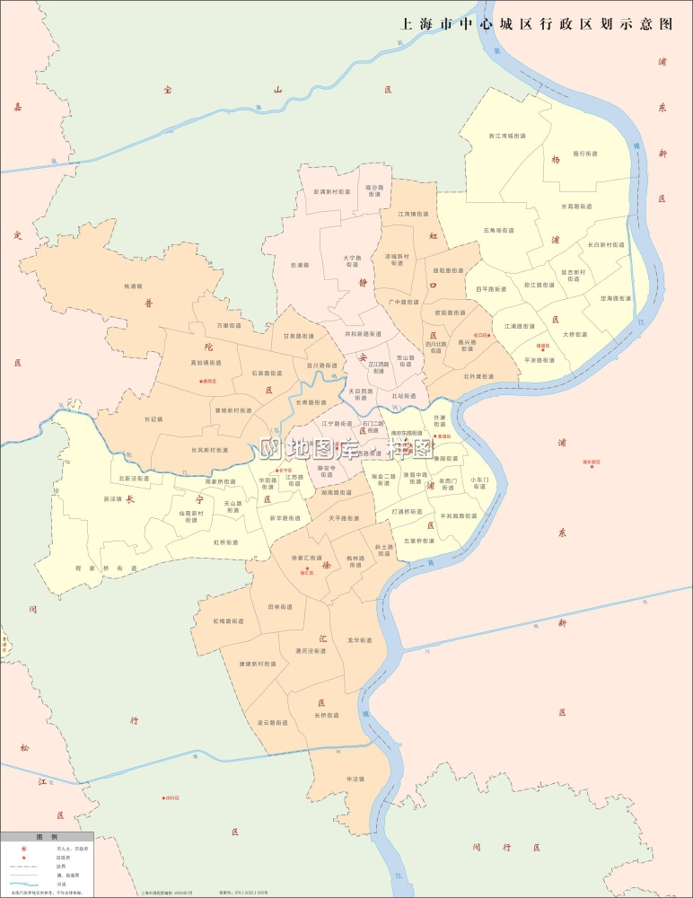 上海主城区范围划分图_带街道划分_图1