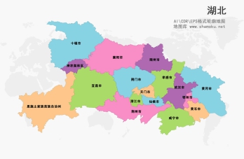 湖北矢量轮廓地图源文件下载-可编辑/可填充地图