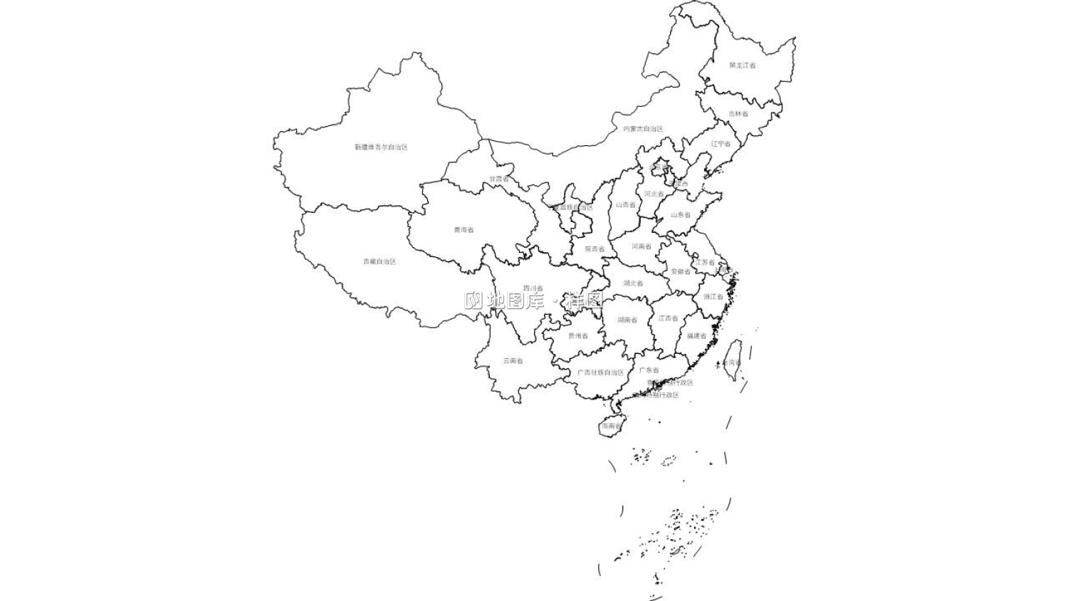 中国边界地图PPT、SVG格式边界地图全图高清版_图2