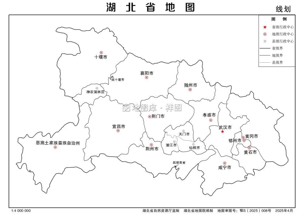 湖北地图线稿_湖北简版分区线划轮廓地图_图1