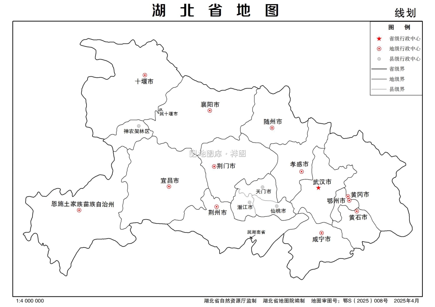 湖北地图线稿_湖北简版分区线划轮廓地图_图1