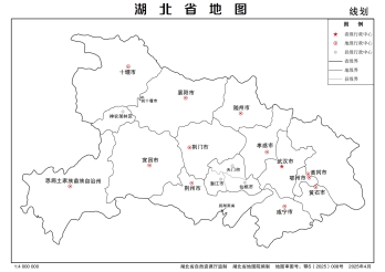 湖北地图线稿_湖北简版分区线划轮廓地图