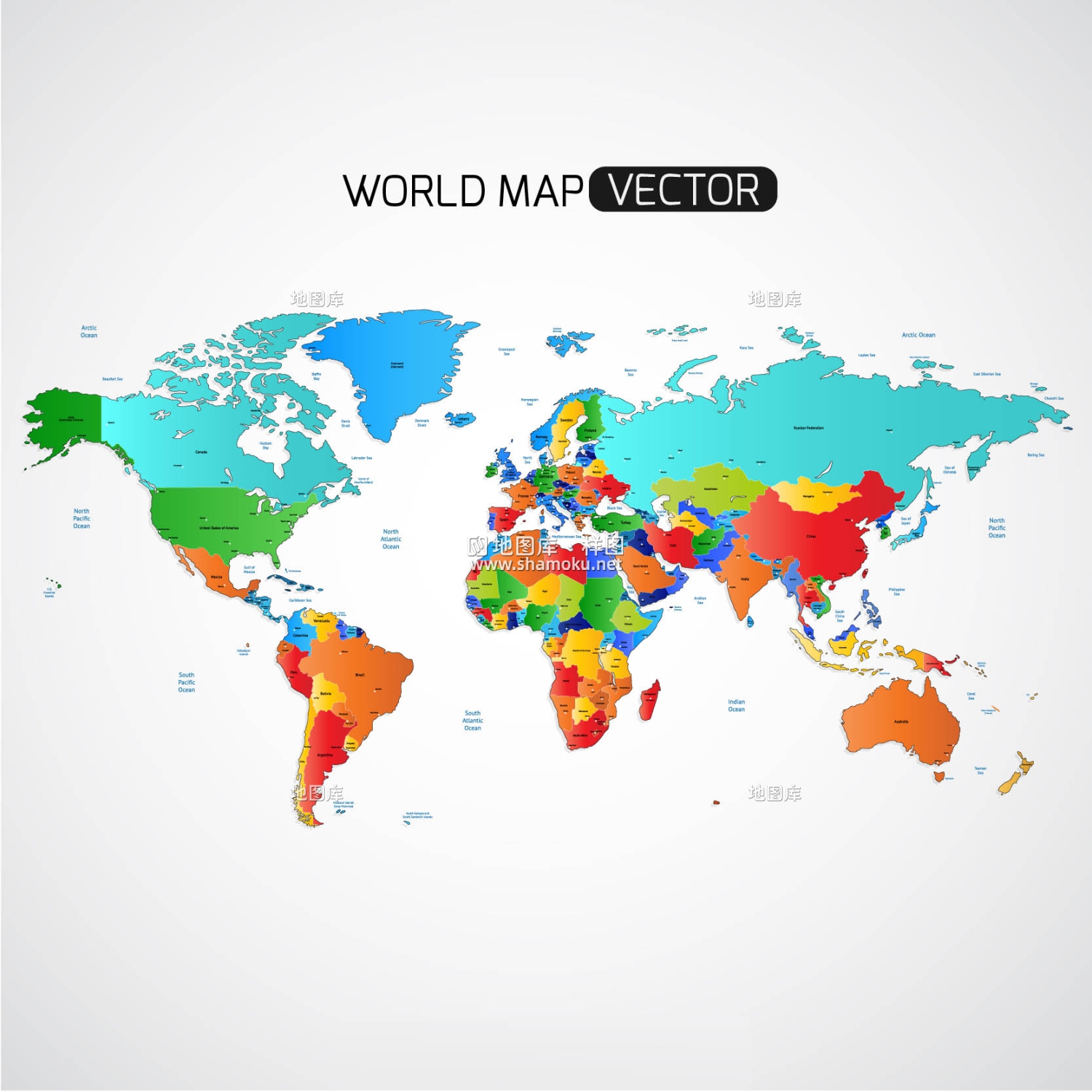 二款世界矢量地图英文标注AI和Eps格式_图2