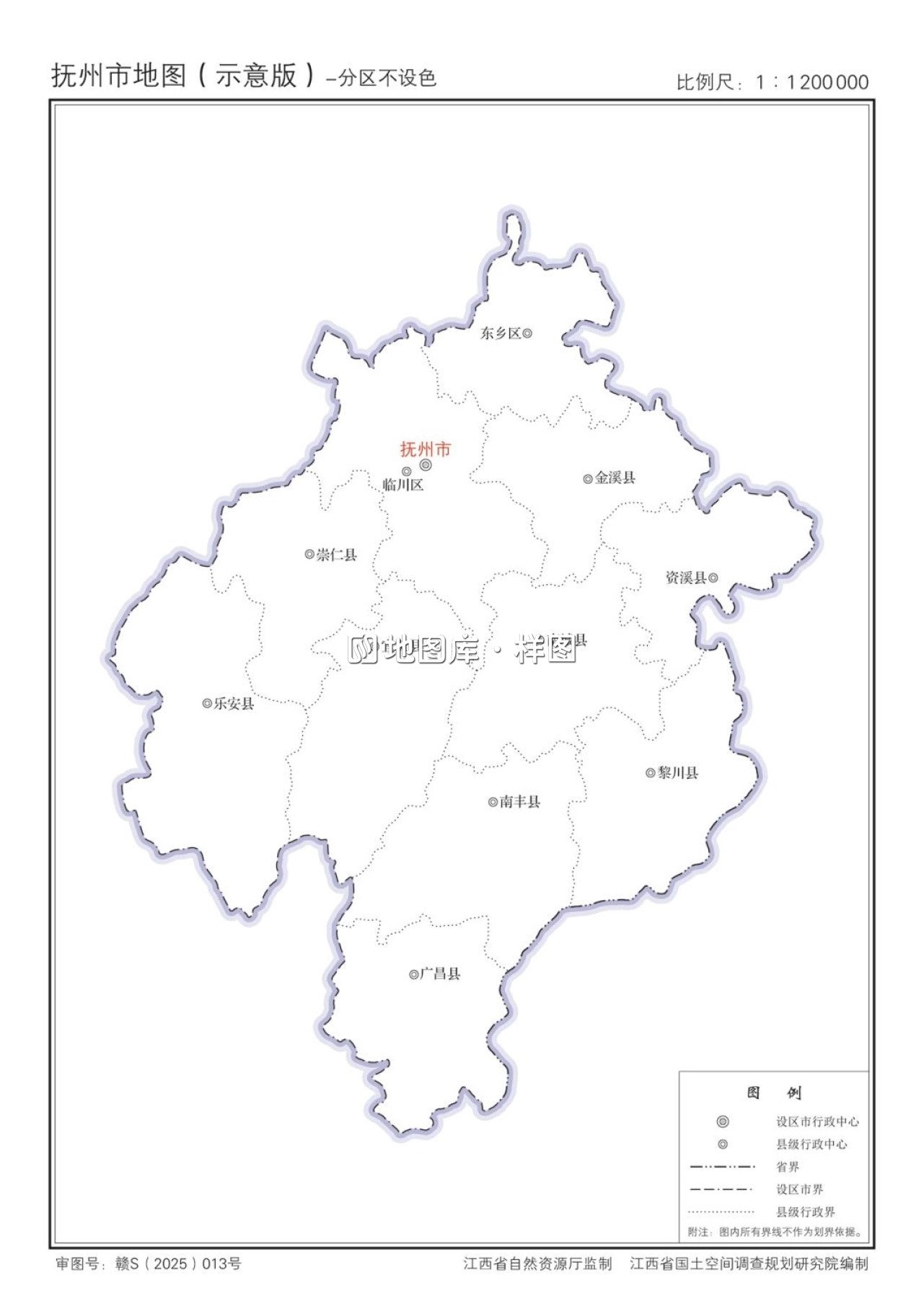 江西抚州市政区、交通、轮廓示意地图_图2