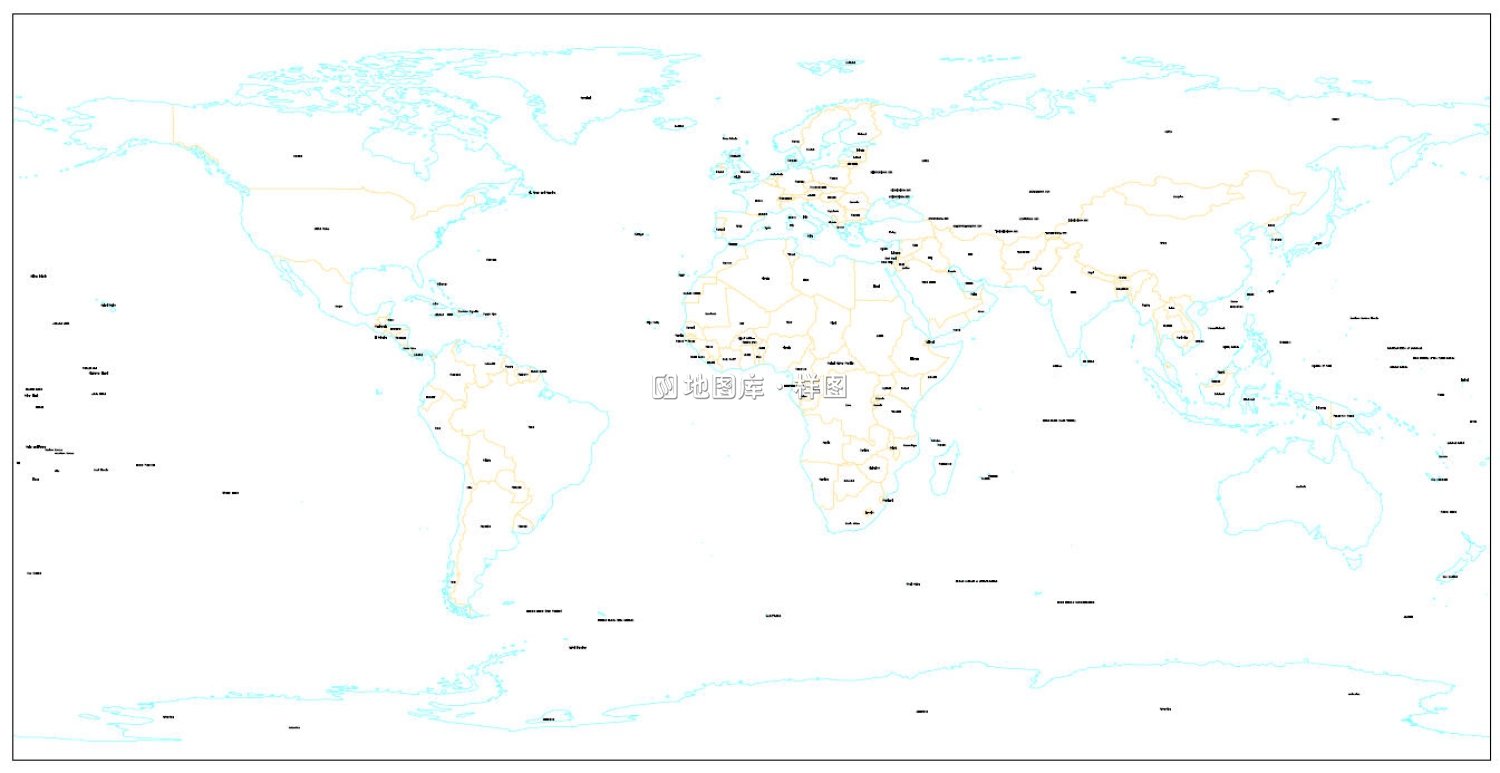 世界地图全区域CAD版完整版（中英文）_图4