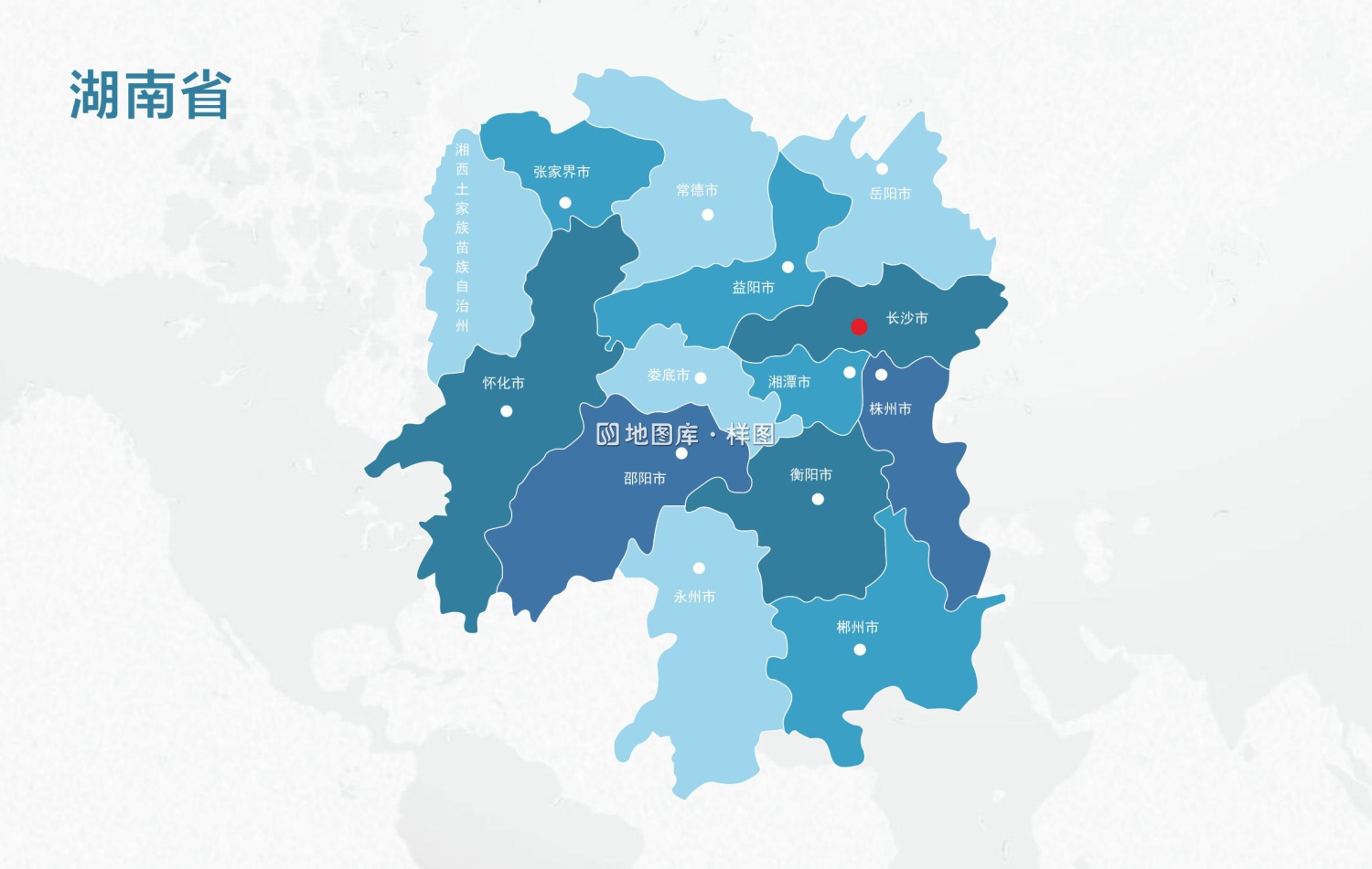 湖南地图轮廓矢量可编辑填色AI、CDR源文件模板_图1