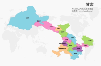 甘肃矢量地图AI、CDR、EPS矢量可编辑源文件