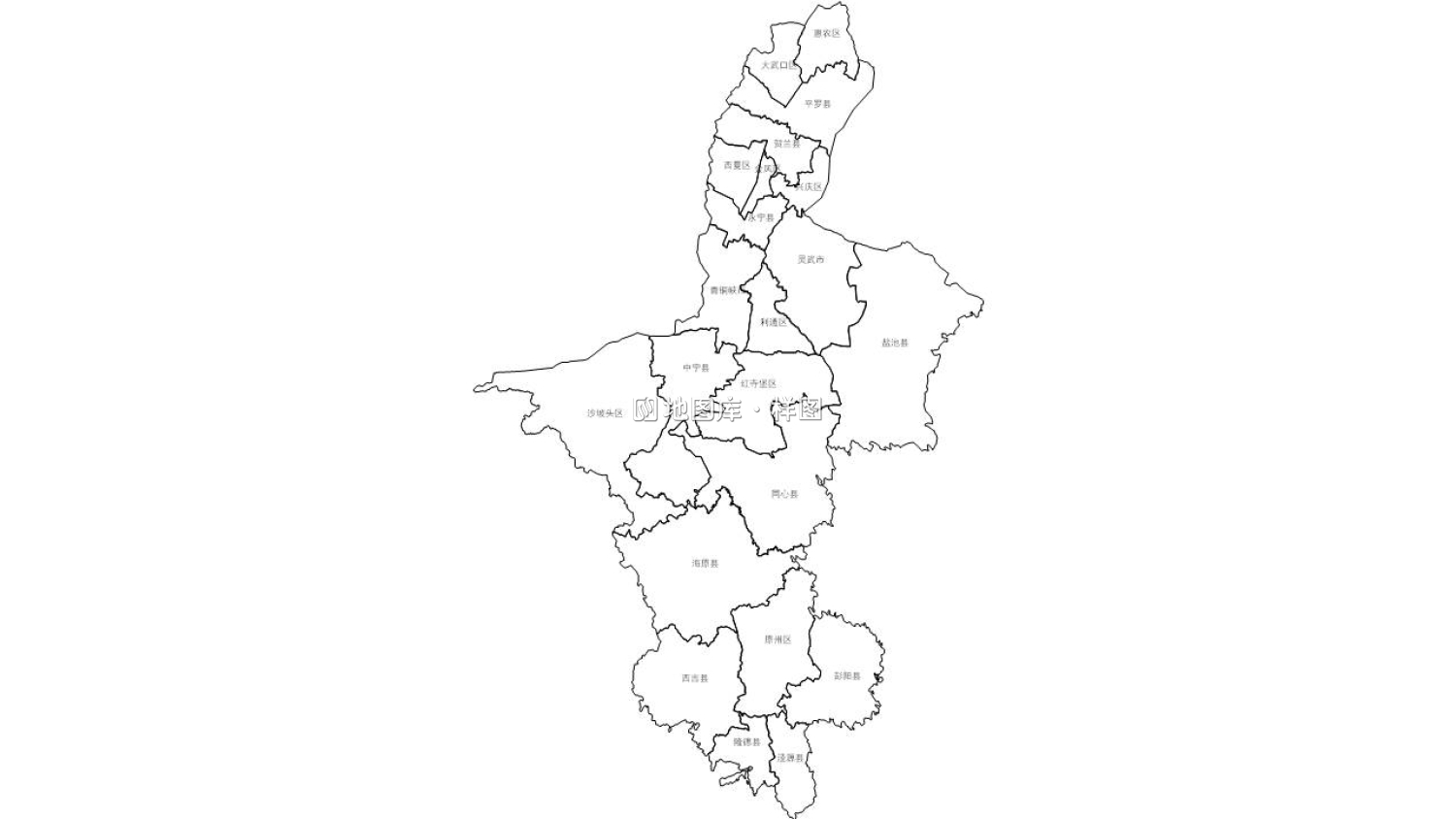 宁夏边界地图全省市可编辑SVG、PPT矢量格式轮廓地图_图1