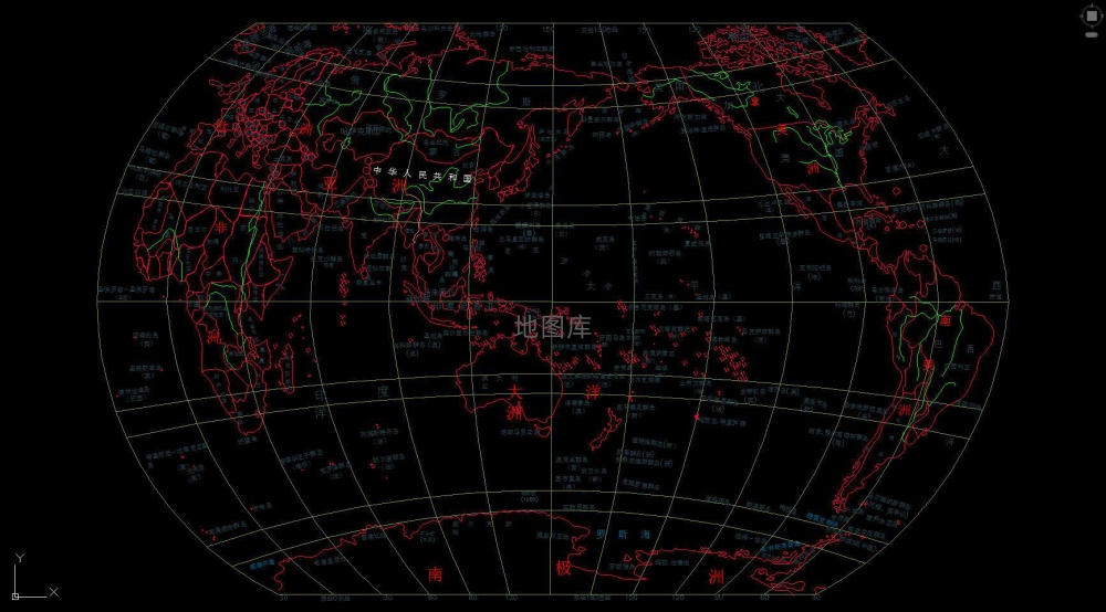世界地图全区域CAD版完整版（中英文）_图2