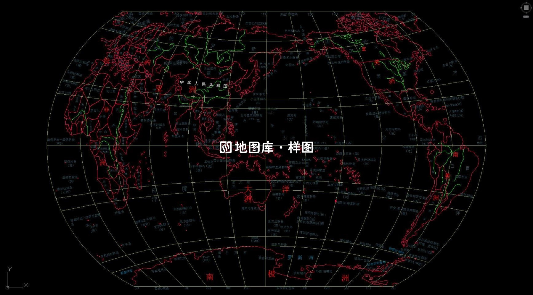 世界地图全区域CAD版完整版（中英文）_图2