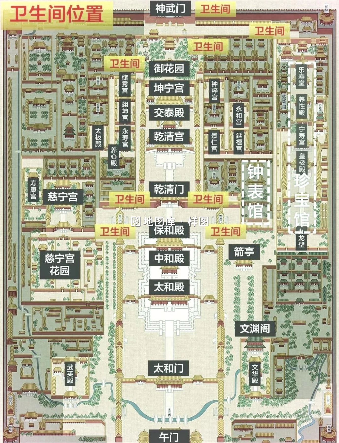 北京故宫游览地图-故宫建筑群平面图_图3