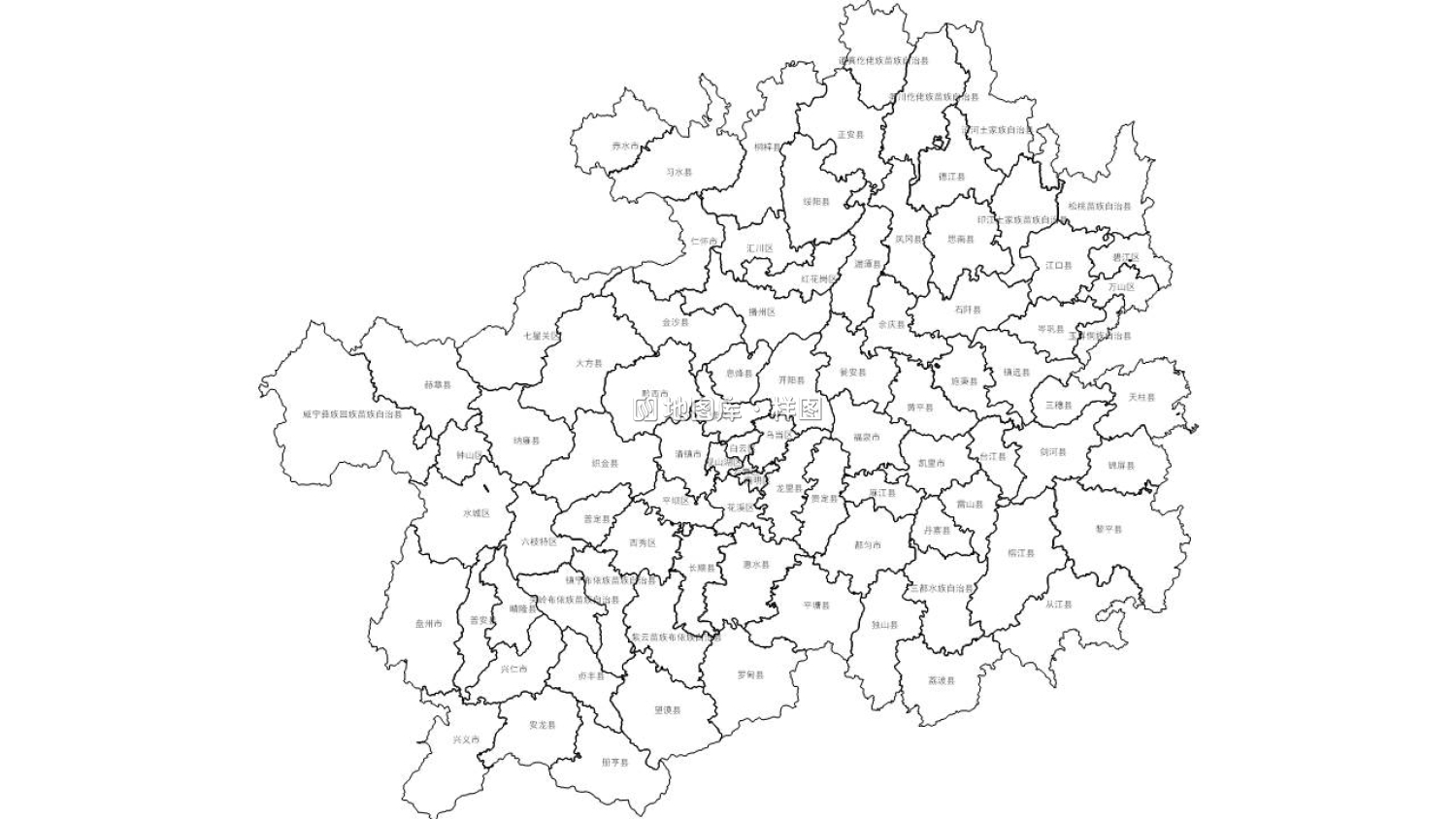 贵州全省市边界地图可编辑SVG、PPT矢量格式地图_图1