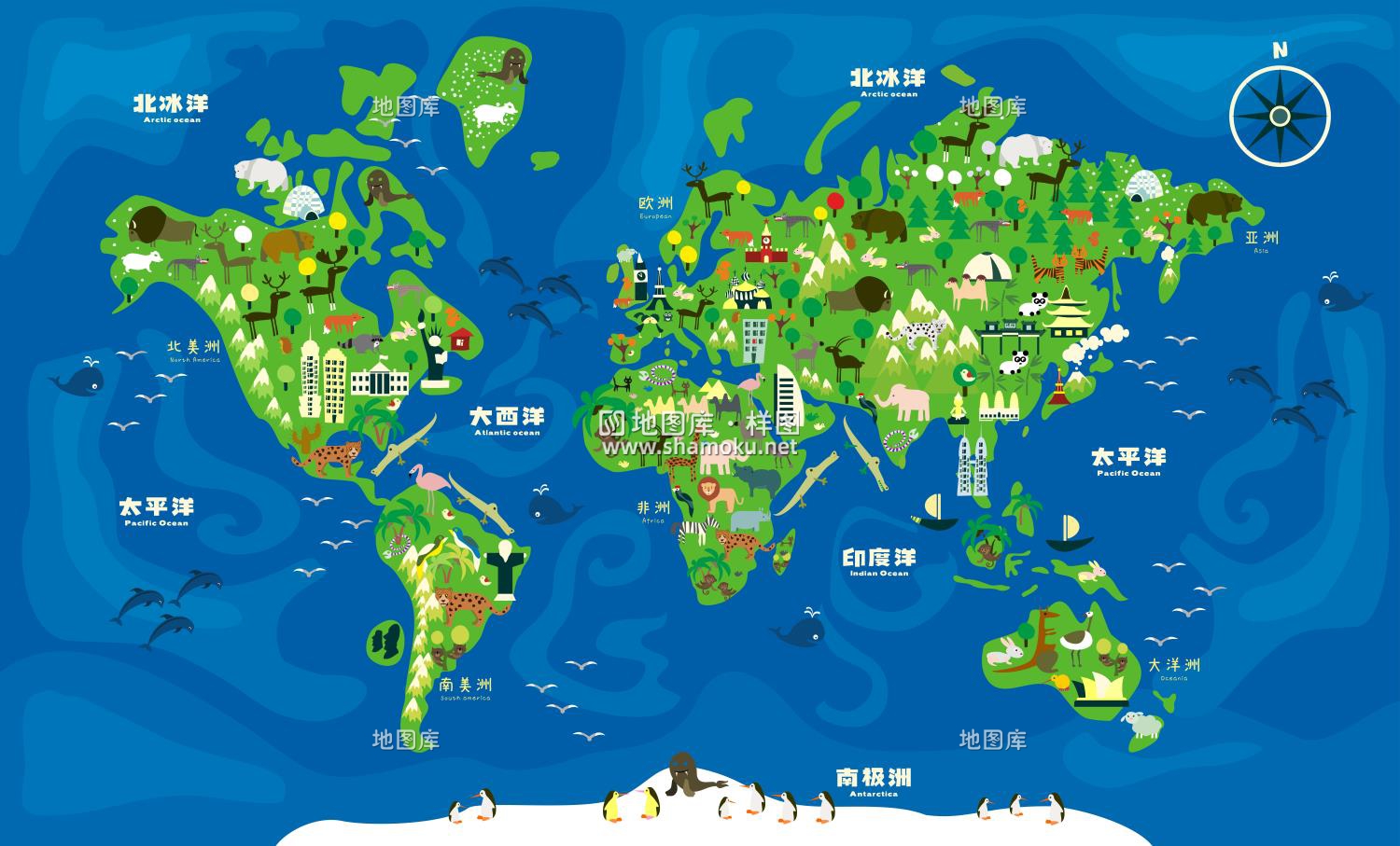 十款儿童卡通世界矢量地图源文件（AI/CDR格式）_图1