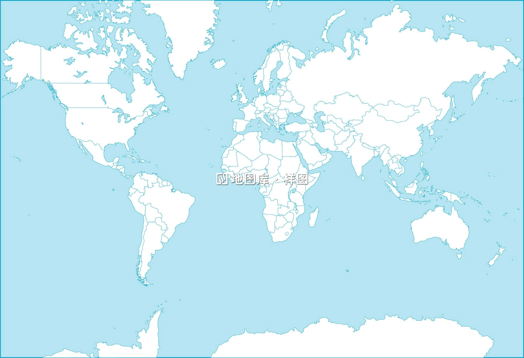 四款空白单色世界矢量地图_图3