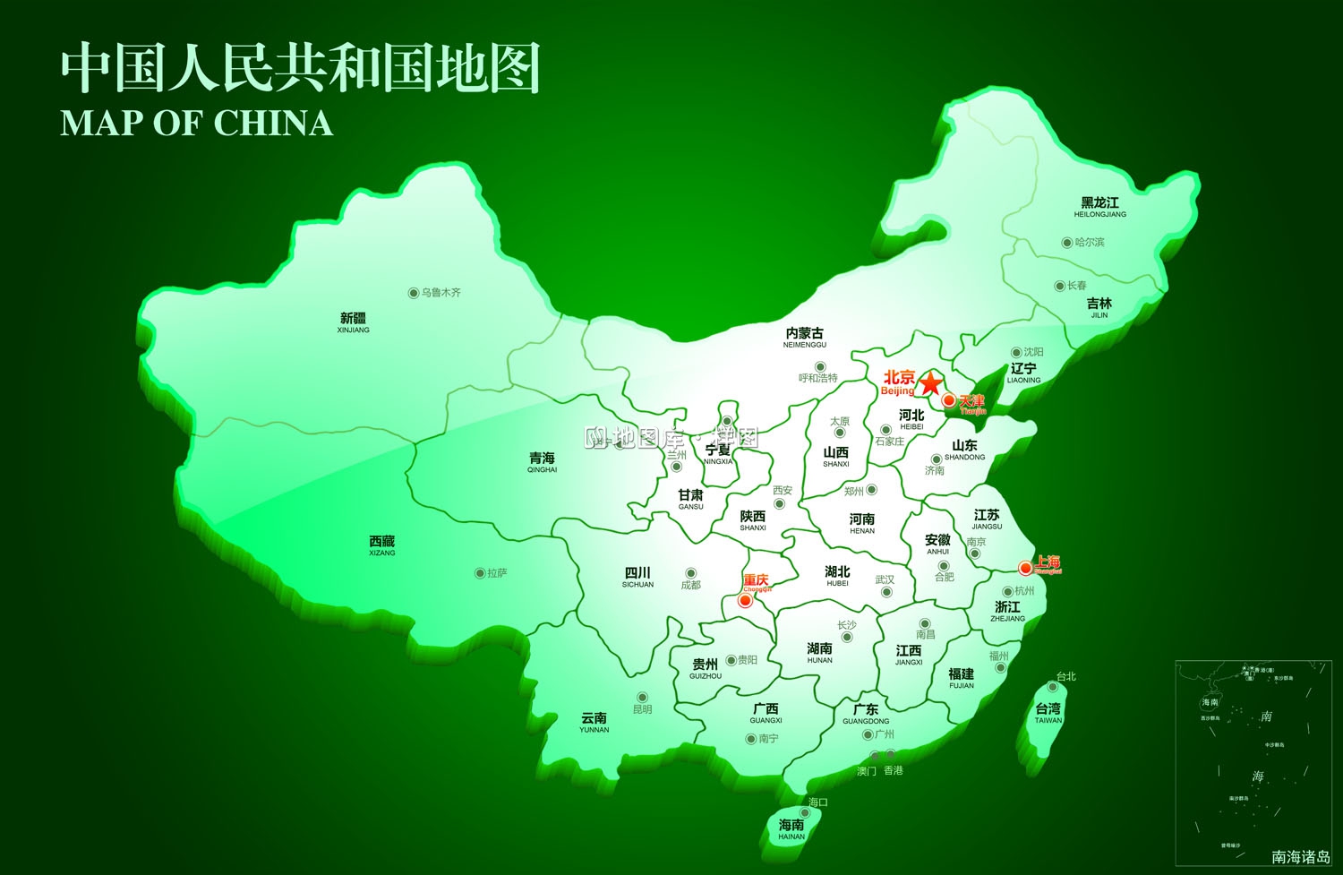 中国地图3d立体地图四种高清版大图PSD格式_图3