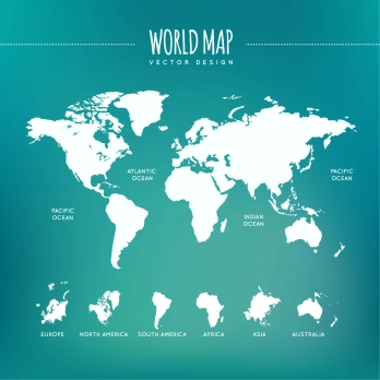 六种风格世界矢量地图概念地图示意地图
