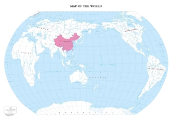 世界地图英文版高清版_中国轮廓版