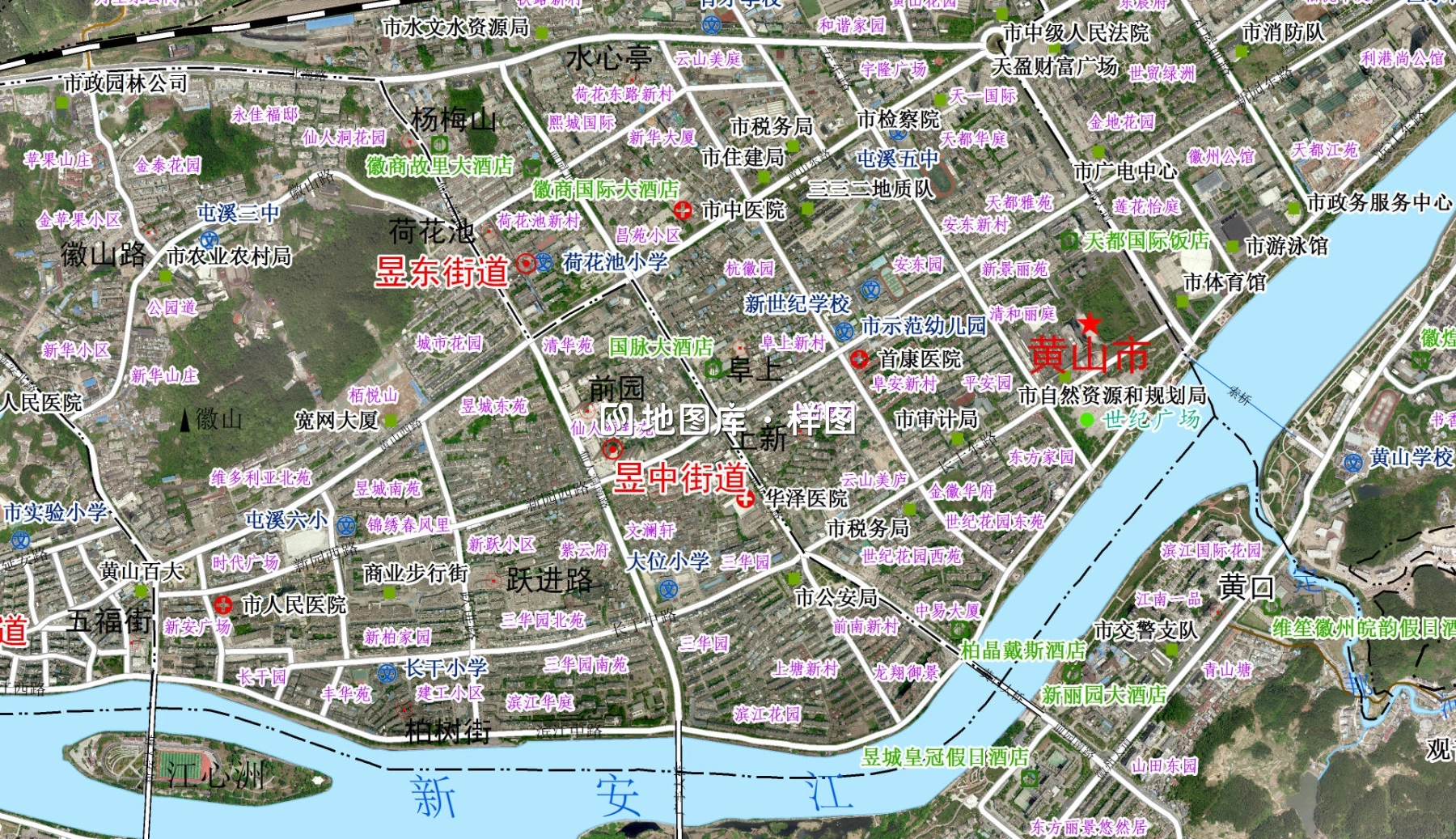 安徽黄山市中心城区影像图-黄山卫星影像地图_图2