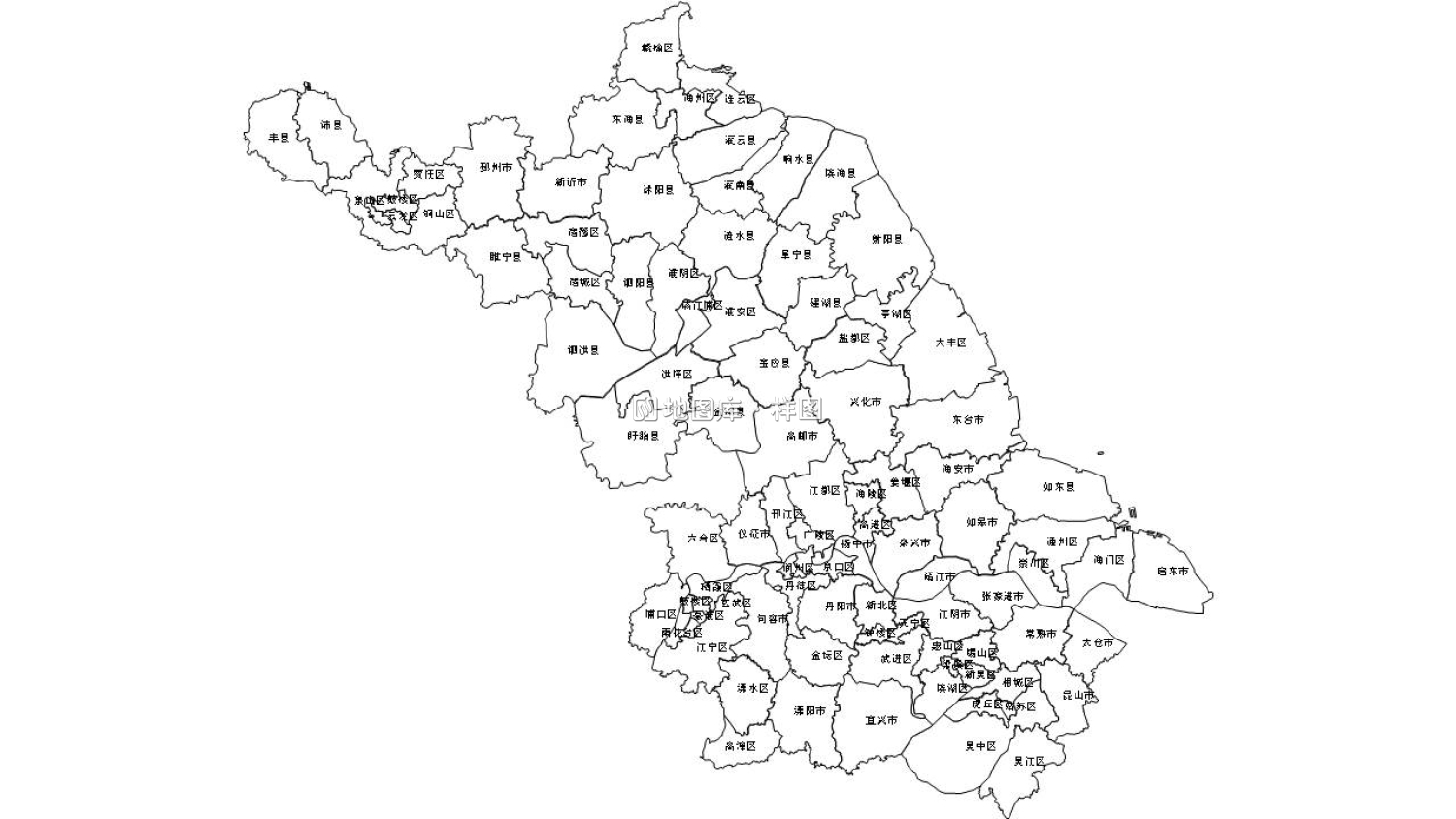 江苏全省市可编辑SVG、PPT矢量格式轮廓地图_图1