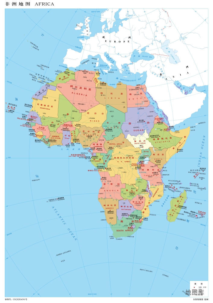 非洲地图全图_非洲地图国家分布图_彩色版_图1