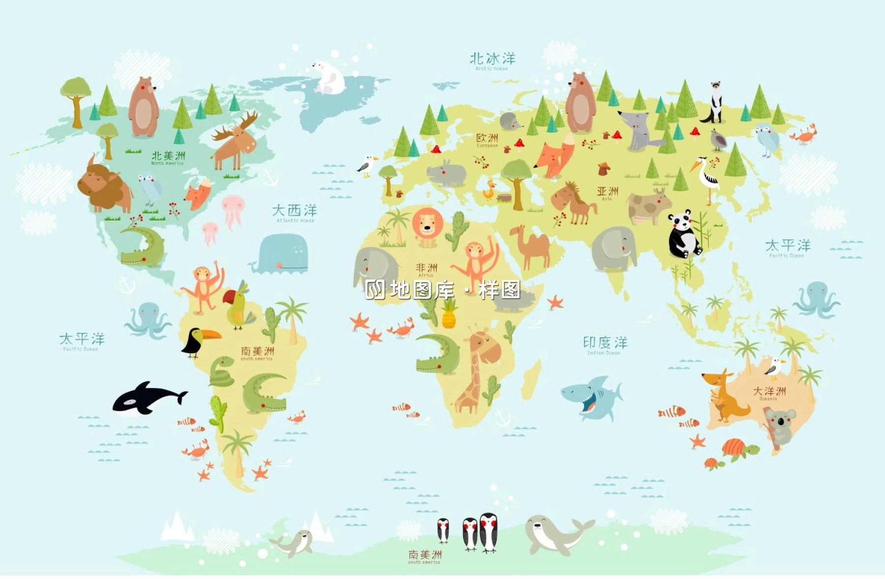 十款儿童卡通世界矢量地图源文件（AI/CDR格式）_图8