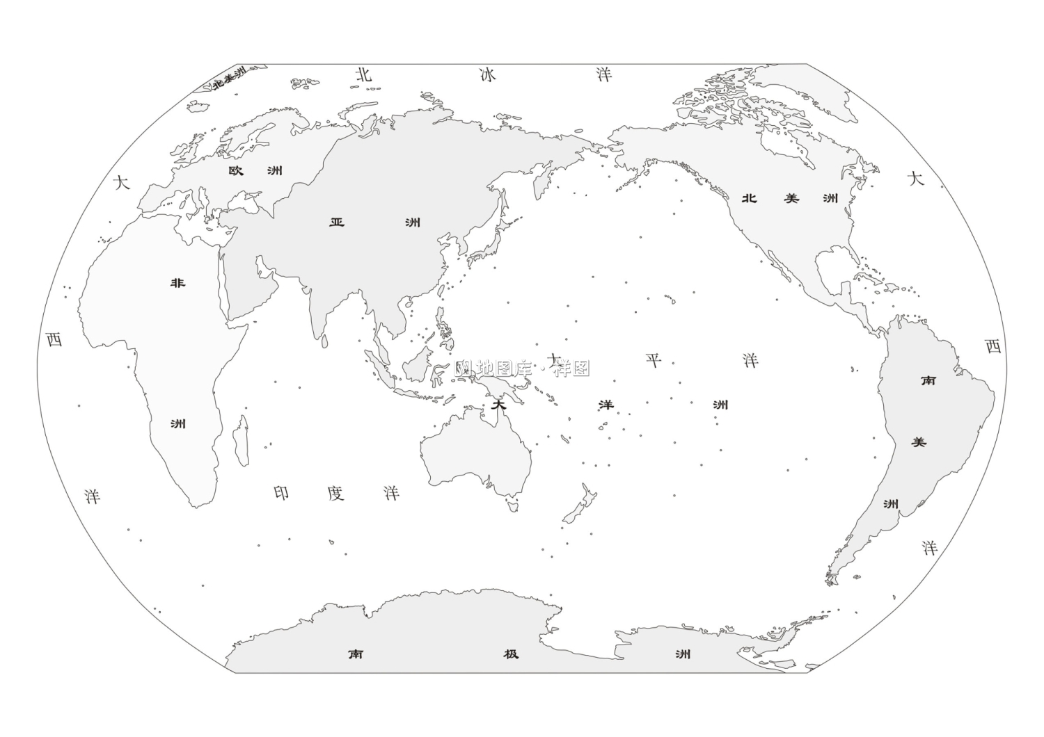 世界地图纯空白版:用于手抄小报手绘模板等_图2