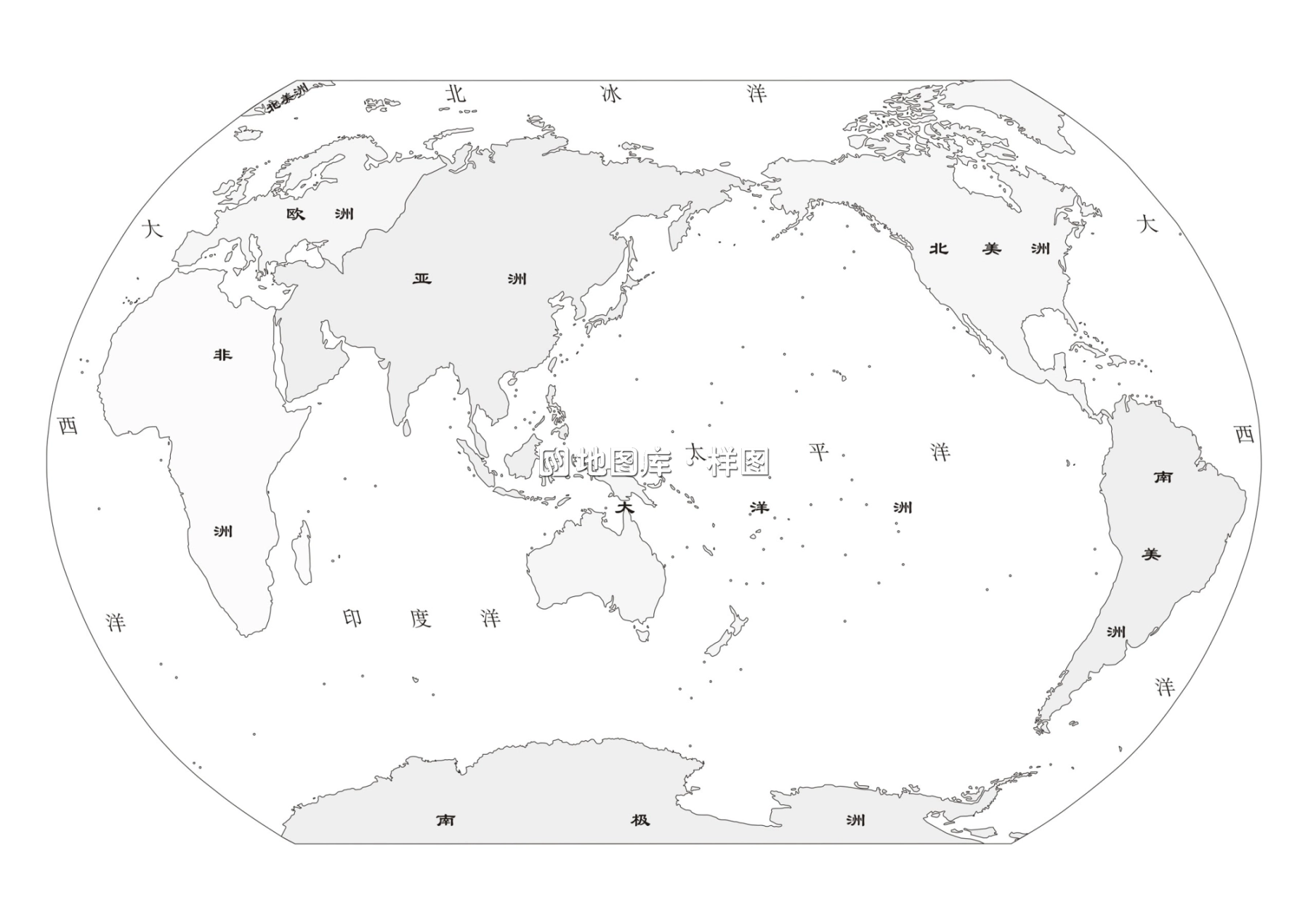 世界地图纯空白版:用于手抄小报手绘模板等_图2
