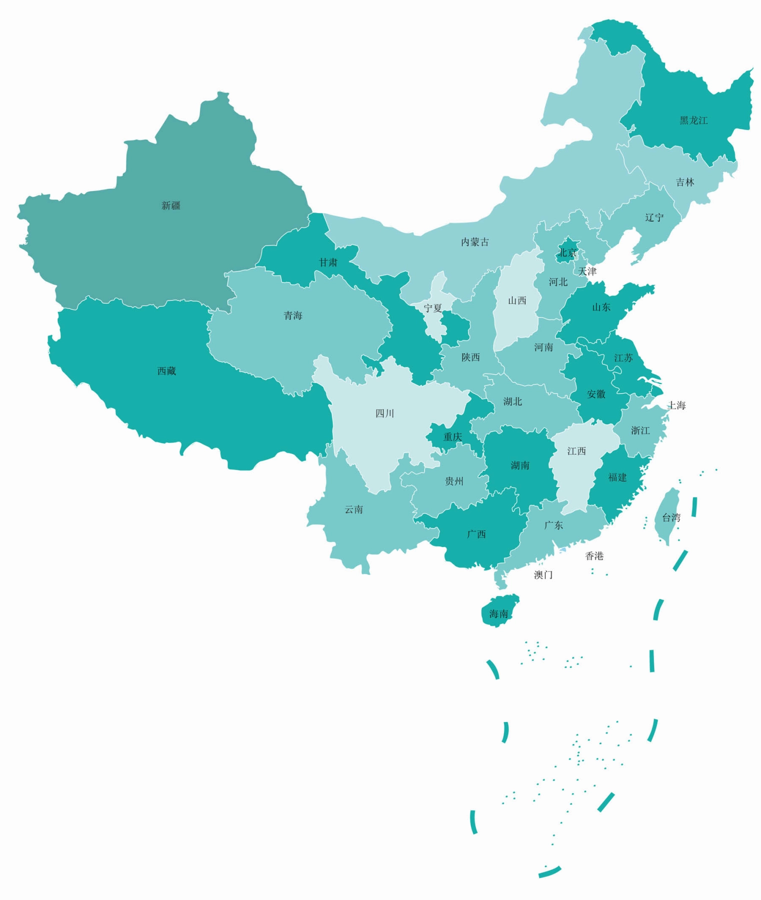 中国地图PPT素材矢量PPT地图模板十段线精细边界_图1