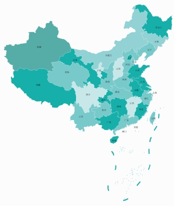 中国地图PPT素材矢量PPT地图模板十段线精细边界