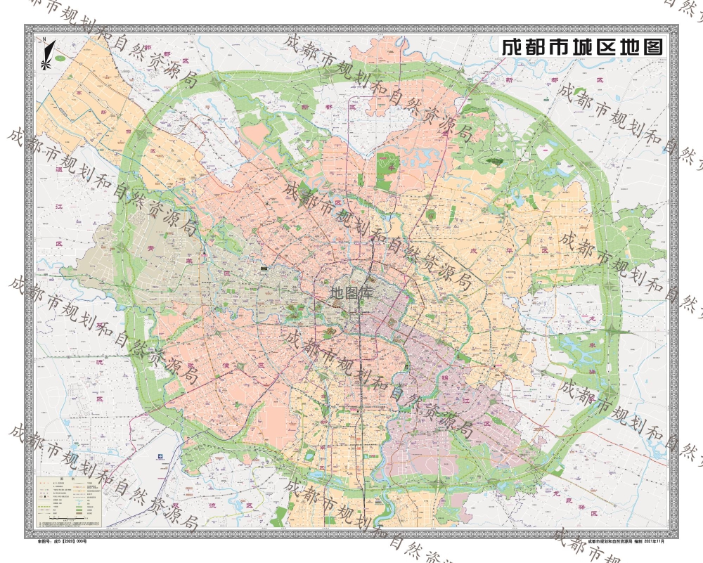 成都市城区挂图和成都市中心城区挂图_图1