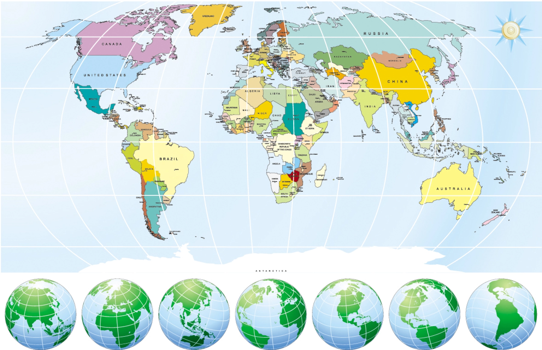 五款矢量世界地图_可随意编辑改色改文字_图6