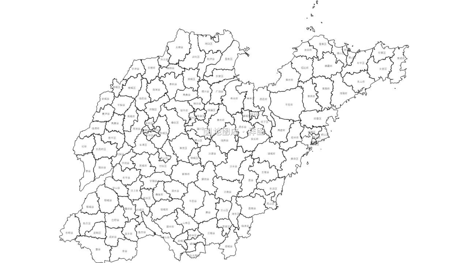 山东全省市可编辑SVG、PPT矢量格式轮廓地图_图1