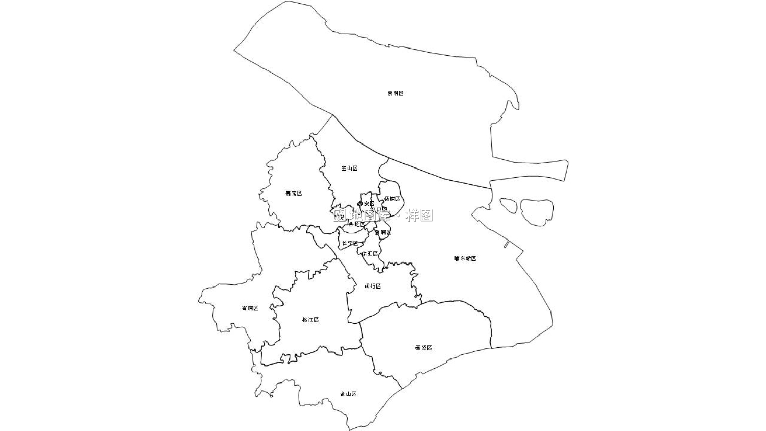 上海矢量边界轮廓地图-PPT、SVG矢量格式可编辑_图1