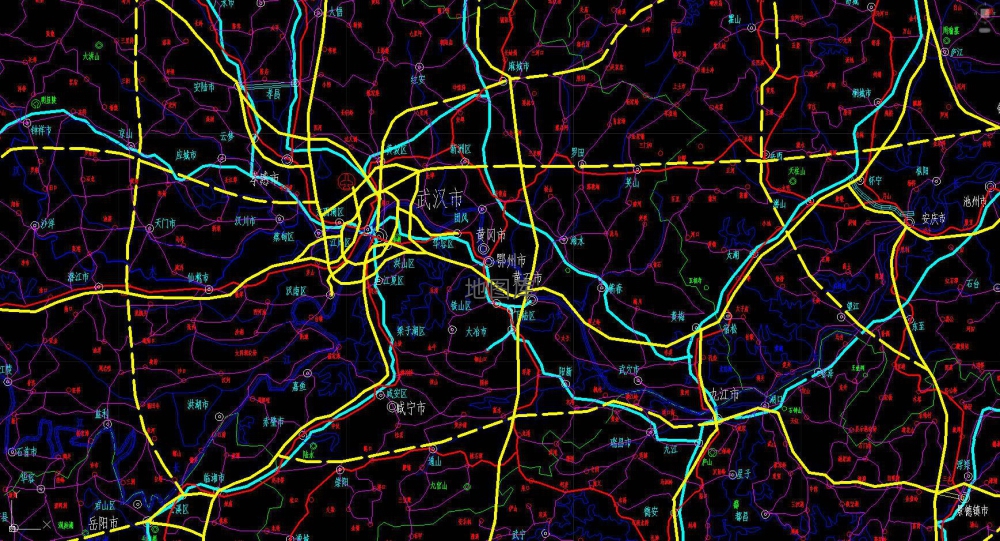 中国地图全区域（带地名路网水系）CAD版完整版_图2