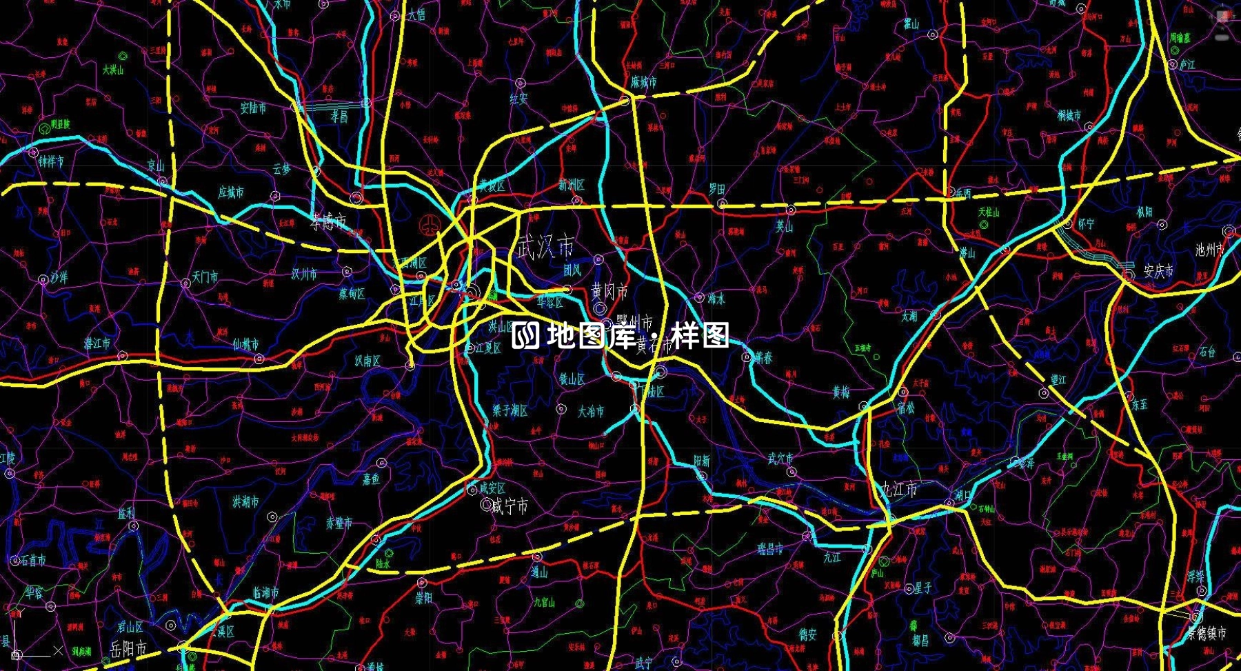 中国地图全区域（带地名路网水系）CAD版完整版_图2