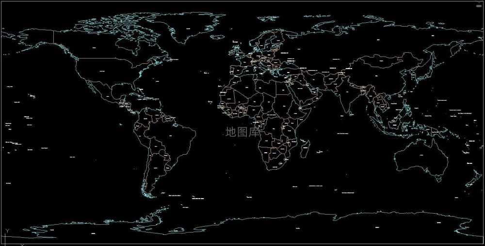 世界地图全区域CAD版完整版（中英文）_图5