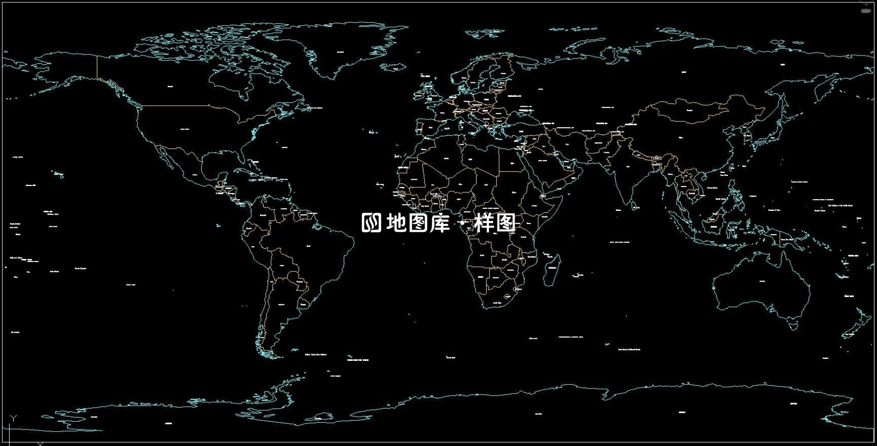 世界地图全区域CAD版完整版（中英文）_图5